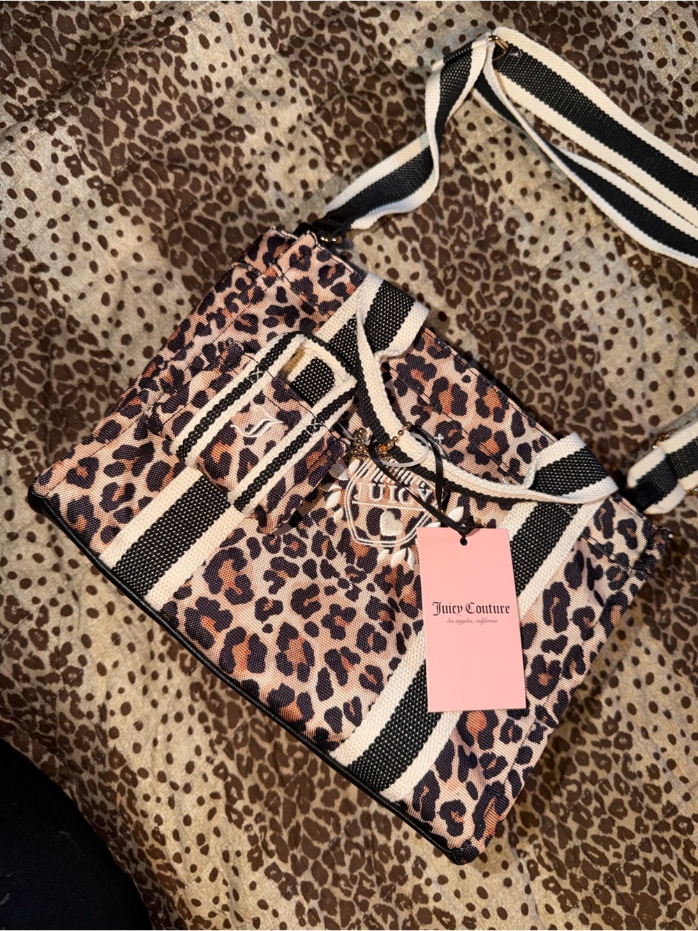 Juicy Couture Pink and Black Leopard Shoulder Bag
